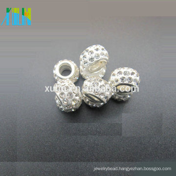 hot selling big hole in middle base ball with AAA rhinestone paved beads for DIY hobby